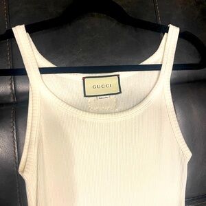 AUTHENTIC GUCCI ORGASMIC RIBBED TANK TOP, SIZE LARGE, CREAM